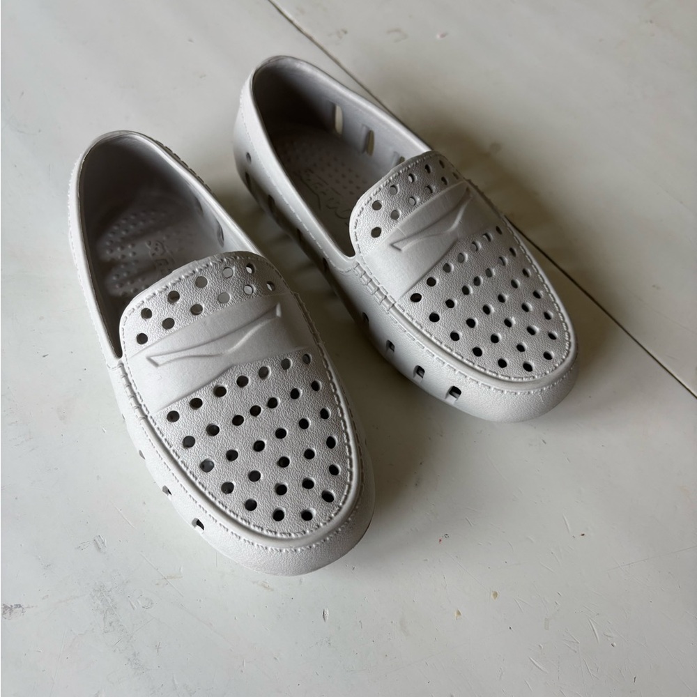 Floafers Light Beige/Gray Perforated Slip-On Loafers